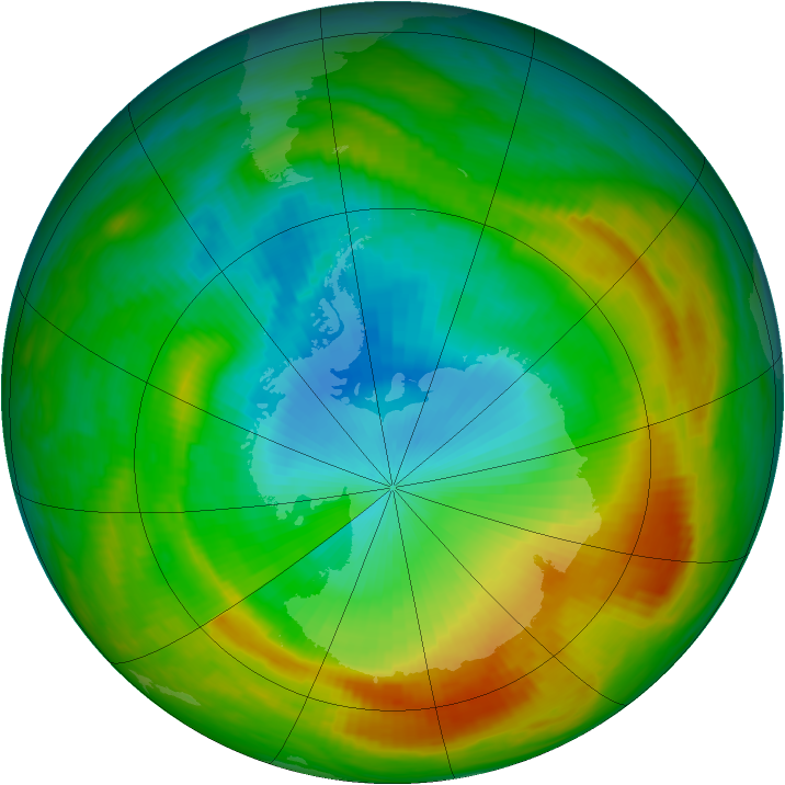 Antarctic ozone map for 11 November 1980